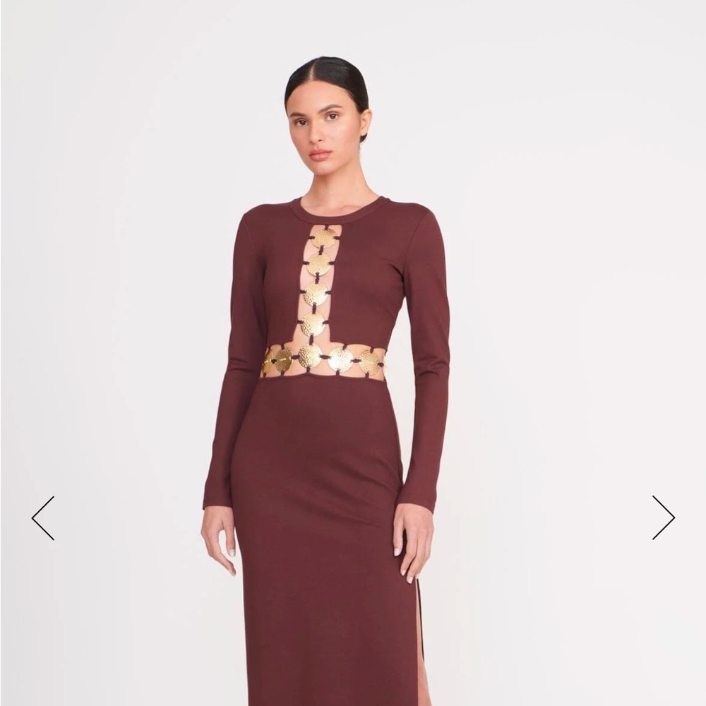 Staud Delphine Dress size 4 brown. Worn once and in excellent condition.
